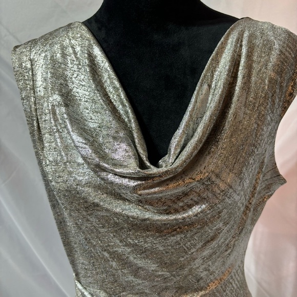BOGO Vince Camuto Metallic Cowl Neck Sheath Silver Size 12 - Picture 7 of 11